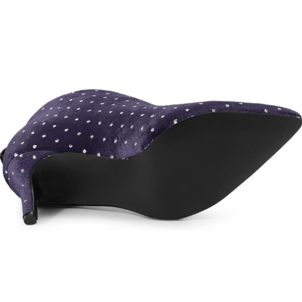 Elegant Purple Velvet Ankle Boots with silver sequin- size 8 - Picture 4 of 9